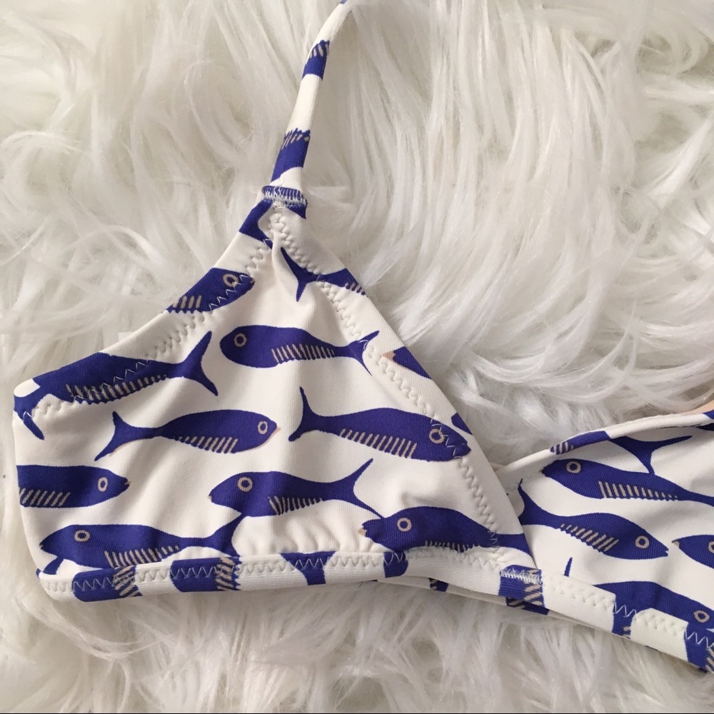 NWOT J Crew Girls' Blue Minnow Bikini Top 3 - Picture 2 of 6